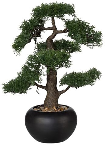 Kunstpflanze Bonsai Zeder mit Kies, Topf-Ø 18 cm, Höhe ca. 48 cm