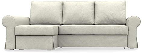 comfortly 2-Sitzer-Schlafsofa mit Chaiselongue-Schonbezug, handgefertigt, kompatibel mit Backabro Sleeper Eckcouch – nur Bezüge (strapazierfähig, cremefarben)