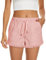 HVEPUO Short d'été, large, pour femmes, en coton et lin, avec ceinture élastique, F-rose, M