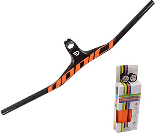 Carbon Lenker Rennrad Fahrrad Lenker Carbon MTB Lenker Flach Lenker Riser Bars Fahrradlenker für Mountainbike 28.6mm Rennrad Lenker Leichter Fahrradlenker,Orange,100 * 800mm