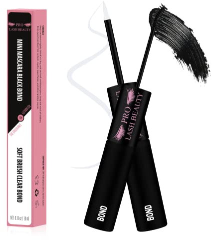 PRO Upgraded Lash Bond Cluster Lash Bond 2 IN 1 for Lash Clusters DIY Eeyelash Extension Lash Glue Mascara Wand Long Lasting Glue(10ml, Black Bond & Clear Bond)