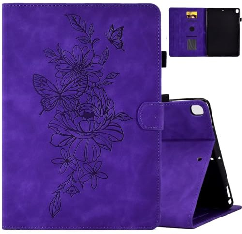 MOKASE Case for iPad 9th/8th/7th Generation 10.2 inch 2021-2019 Release, Suede Kickstand Multi-Angle Protective Cover with Auto Wake/Sleep with Pen Holder & Card Slots for iPad 10.2/Pro 10.5, Purple