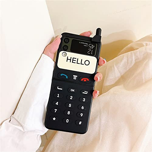 LIFEKA Handyhüllen für Samsung Galaxy Z Flip 4 3 5G 3D-Antenne Game Boy Luxus Hartplastikrahmen Silikonhülle für Samsung Z Flip3, Rückseite Hallo DGD, für Samsung Z Flip 4