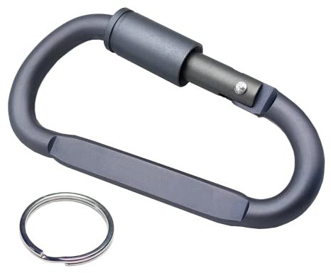 Mosquetón con cierre de tornillo, aleación de aluminio reforzado, 8 cm, llavero en forma de D, ideal para camping, pesca, senderismo, viajes, mochila, gancho para botellas, deportes