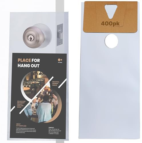Skywin 400 Plastic Door Hanger Bags 6 x 12 inches - Clear Door Hanger Bags Protects Flyers, Brochures, Notices, Printed Materials - Waterproof and Secure Door Knob Hanger for Outdoor Use (400)