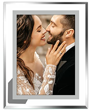 Vienrose 20 x 25 Cadre Photo en Verre Véritable Haute Résolution, Affiche des Images Horizontalement ou Verticalement pour la Table, pour Décoration de Bureau, Fête d'Anniversaire, Mariage