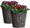 PROREGAL SuperSparSet 2x Blumentopf Übertopf mit Holzoptik im rustikalen Design | Holzoptik | Ø 30cm | Holzbaumstamm Blumenkübel aus UV-resistenten Plastik für Wohnbereich Garten, Terrasse oder Balkon