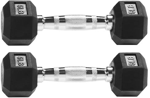 Signature Fitness Manubri esagonali rivestiti in gomma, coppia da 2,3 kg