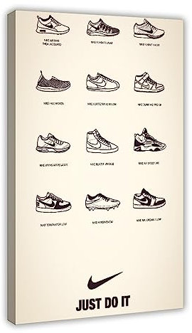 TONFON Nike Just Do It All Kinds of Shoes Collection, Wandkunst-Deco-Poster, Leinwand-Poster, Schlafzimmer-Dekor, Sportlandschaft, Büro, Raumdekoration, Geschenk, Rahmen-Stil, 60 x 90 cm