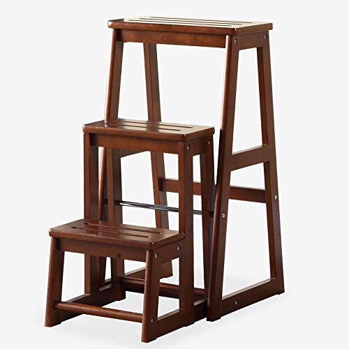 ZAANU Holzhocker, stabile Holzleiter, multifunktionale Holzleiter, Stuhl, verdickter Bibliotheks-Treppenstuhl, tragbare Lichtleiter, Garten-Werkzeugleiter, Loft-Küche