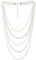 COOLSTEELANDBEYOND Multi-Strang Weiß Perle Statement Halskette Halsband Wulst Charme Anhänger, Abendkleid Hochzeit Partei
