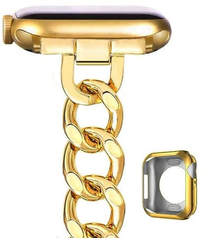 MORWLAT Chain Bracelet Compatible for Apple Watch Band with TPU Case 42mm/44mm/45mm Series 9 8 7 SE 6 5 4 3, Women Jewelry Metal Apple Watch Cute Band Bracelets for iWatch Bands Series 2 1
