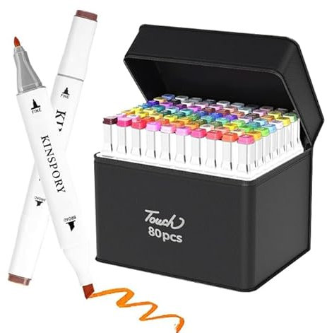 KINSPORY 80 Farben Marker Stifte Set, Filzstifte, Alkohol Stifte Set, Permanent Marker Pens mit Basis