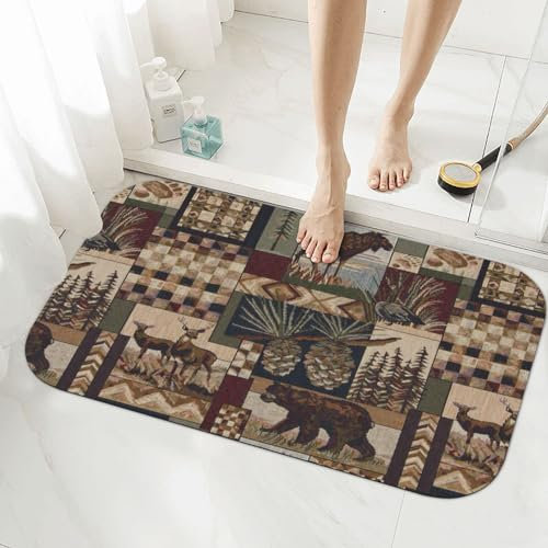 EVANEM Badematte mit Tiermotiv, bedruckt, Kieselgur, rutschfest, schnell trocknend, super saugfähig, Badezimmerteppiche für Dusche, Waschbecken