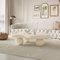 Schlichter Couchtisch in Wolkenform in Weiß/Creme, moderner Beistelltisch in Wolkenform aus Holz 39×27 für Wohnzimmer und Schlafzimmer, unregelmäßiger Couchtisch mit 3 Kugelbeinen