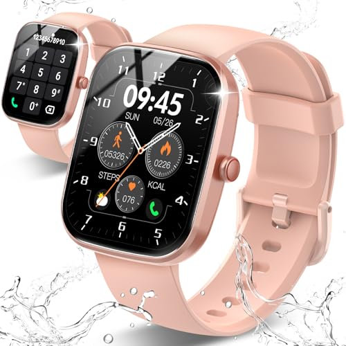 Montre Connectée Homme Femme avec Appel Bluetooth, 1.91 Smartwatch avec 112 Modes Sportifs, Etanche IP68 Montre Intelligente avec Podometre/Cardiofrequencemetre/Moniteur de Sommeil Android iOS Rose