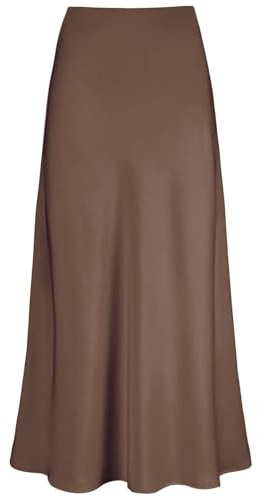 Genfien Gonna Donna Lunga Raso Vita Alta Elegante Seta Gonna a Vita Elastica con Zip Elastica Solida Colore Gonna Festa Estate Casual Leggero Senza Fodera