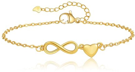 GEMAURA Silber 925 Damen Infinity Armband Mit Zirkonia, Verstellbares Gold Herz Unendlichkeitszeichen, Freundschaftsarmbänder Schmuck Geschenke Für Frauen