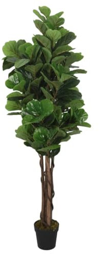 Homgoday Higuera artificial de hoja de violín, 134 hojas, 120 cm, verde, planta artificial para sala de estar, dormitorio, balcón, esquina, oficina, decoración del hogar y jardín
