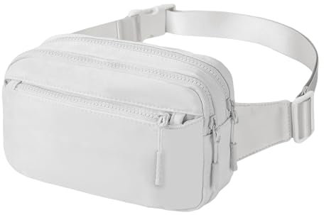 Bauchtasche Damen Gürteltasche Herren, Mode Sport Hüfttaschen Klein Umhängetasche Frauen Brustbeutel Canvas Crossbody Bag mit verstellbarem Riemen (Weiß)