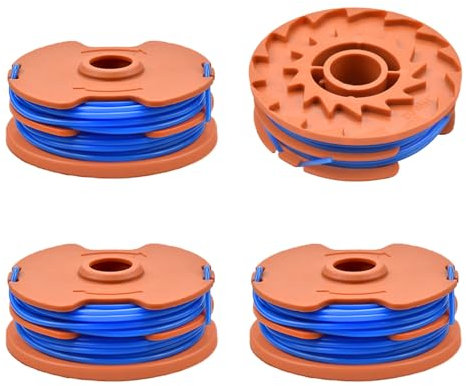 JAMSSOW 4 Pcs Replacement Strimmer Spool Compatible with WX100,Autofeed Nylon Spool for Qualcast GT25 GGT350A1 GT30 GGT450A1,Worx WG150 WG151,McGregor MET6032 MET4530 MET3525,Ø 1.65mm 8.3m(4 Spool)