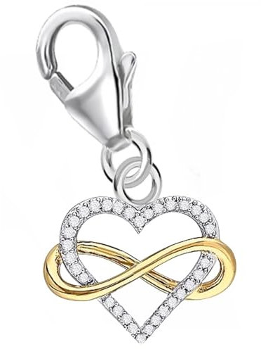 Charm Anhänger Unendlichkeit Gold Silber 925 Herz Karabiner