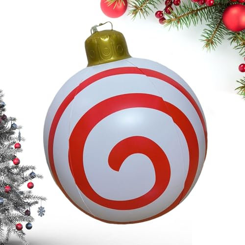 Große aufblasbare Weihnachtskugel, aufblasbare Weihnachtskugeln | 23-Zoll-Weihnachtskugel-Dekorationen für den Außenbereich | Leuchtender Weihnachtsbaumschmuck für den Außenbereich als -Dekoration