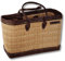 NATUREHOME Schilfrohrtasche L 47x31x15 cm mit Ledereinrahmung und Ledergriffen - handgefertigter, besonders großer Shopper aus robustem, nachhaltigem Schilfrohr, besonders leicht, stabil & vielseitig