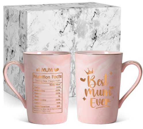 Joymaking Mum Coffee Mug - Best Mum Ever Gift for Birthday, Christmas, Mother's Day from Daughter, Son, Kids - Funny Pink 14Oz