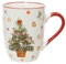 Tasse Tannenbaum Motiv 10,3cm - 310ml Porzellan Teetasse mit Henkel - Porzellantasse als Weihnachtstasse Teebecher Kaffeetasse Kaffeebecher zu Weihnachten - Tassen & Becher - Weiß Rot