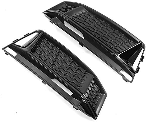 WUPEDI EIN Paar Auto-Nebelscheinwerfer, Grill, Grill, Lampenabdeckung, Waben-Sechskant, for Audi, for A4 B9 for, S4 2016–2018 8W0807681K 8W0807682K Ersatz für Nebelscheinwerfergrill(Black)