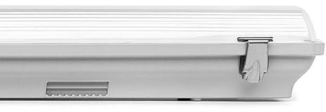 Brightium Pantalla LED IP65 para 1 tubo de 18W y 120 cm, ideal para iluminación en exteriores y ambientes húmedos.