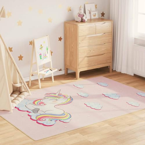 Maison et jardin, décoration, tapis, tapis pour enfants, rose, 160 x 230 cm, licorne, lavable, antidérapant