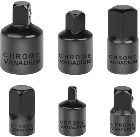 Flintronic 6 Piezas Adaptadores para Llave, Adaptador para Llave de Carraca, adaptador de tuerca para taladro o atornillador inalámbrico,juego de puntas para destornillador inalámbrico, Negro