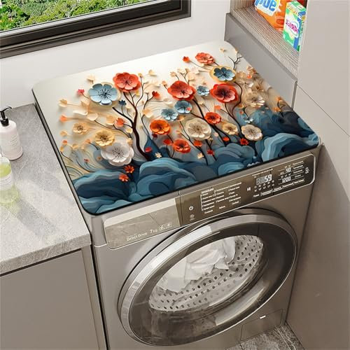 Highdi Housse de Protection pour Machine à Laver Top, Imprimé Pastoral Rétro Coussin de Machine à Laver, Antidérapant Housse de Machine à Laver pour Machine à Laver Sèche-Linge (Multicolore 1,30x40cm)