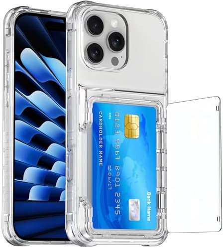 HAOFUGUI Clear Case For iPhone 11 Case, with 2 Card Holder, Slim Clear Flexible TPU+PC Shockproof Protective Phone Cover with 2 Card Slot Wallet Case-Transparent