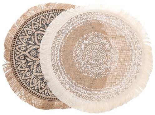 Ciieeo 2stücke Tischmatte Runde Platzsets Abwaschbar Für Esstischdekor Hitzebeständig Jute Küchenplatzsets Modern