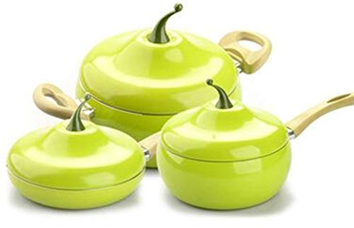 saucepan set,Cookware Set Fruit Frying Pan Milk Pot Cooking Pot Enamel Soup Pot Saucepan Induction Cooker Aluminum Kitchen Hotpot Casserole (Color : Red) (Yellow)