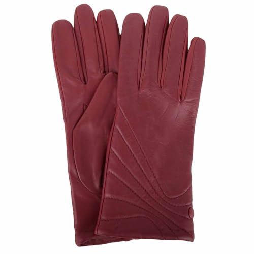SNUGRUGS Womens Smooth Genuine Leather Glove with Stitch, Button Detail