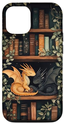 iPhone 12/12 Pro Cute Dragons On Bookshelf Book Dragon Bookworm Book Lover Case