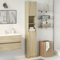 Myheimly Badezimmerschrank Waschküche Regal Badezimmer Schrank Badschrank Badmöbel Hochschrank Sonoma-Eiche 32x25,5x190 cm Holzwerkstoff