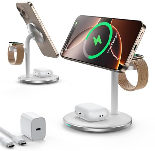 3 in 1 Kabellos Ladestation,Induktive Ladestation,15W Wireless Charger für iPhone 16 15 14 13 12 Pro/Pro Max/Plus,iWatch Ultra 2/1,10/9/8/7/6/5/4/3,SE 2/1