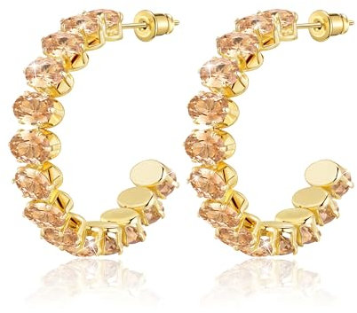 Linawe Citrin Ohrringe Creolen Gold Schmuck, Fossil Ohringe Damen Jewelry, Ohrringe Edelstahl Creolen Gold Groß Ohrhänger, Goldene Modeschmuck Hängende