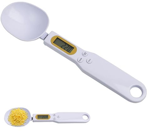 Digitale Löffelwaage präzise auf 0,1 g, exakte Küchenwaage bis 500 g, Löffelwaage digital Wiegelöffel mit Hold-und Tara-Funktion 4 Einheiten und LCD-Display, Löffelwaage für Gewürze