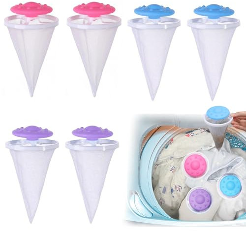 6 Pcs Pet Hair Remover Washing Machine, Reusable Pet Hair Dissolver Washing Machine Cat Dog Laundry and Floating Hairs Filtering Mesh Remover