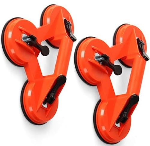 Heavy-Duty Suction Cups (2 Pack) – Triple-Locking 100KG Vacuum Lifters | 4.64 Industrial-Grade Glass/Metal/Stone Lifters for Windshields, Countertops & DIY (No-Scratch Grip, Quick-Release Lever)