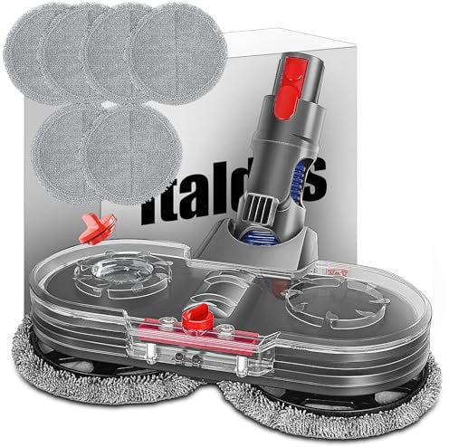 Italdos Spazzola Testa di Mocio Elettrico per Dyson V7/V8/V10/V11/V15 con serbatoio d'acqua removibile, 3 paie di Panni in Microfibra