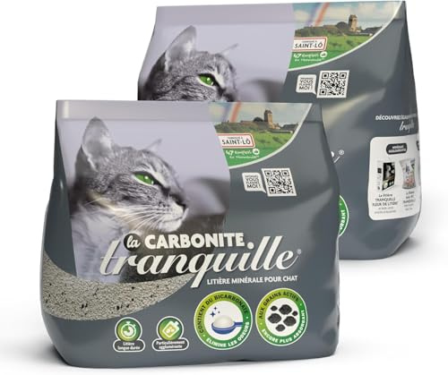 TRANQUILLE - Klumpende Katzenstreu mit Aktivkohle und Bicarbonat, 2 x 6,5 kg – Optimale Geruchskontrolle und erleichtert die Reinigung der Streu Dank Seiner überlegenen Absorption