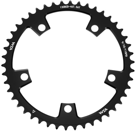 sourcing map 130BCD Fahrrad-Kettenblatt, 46T, rund, schmal, breit, einzelnes Aluminium-Kettenblatt für Rennrad, Fahrrad, 9/10/11-Gang-Ketten