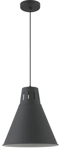 GTV - Pendelleuchte GIANNI Hängelampe Deckenlampe E27 schwarz Metall Lampenschirm 32 cm höhenverstellbar Esszimmer Wohnzimmer Küche modern skandinavisch